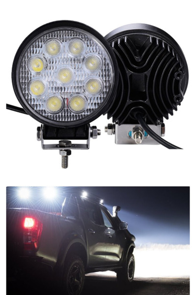 HMNL 9 Led Yuvarlak Çalışma Lambası Off Road Traktör Tekne