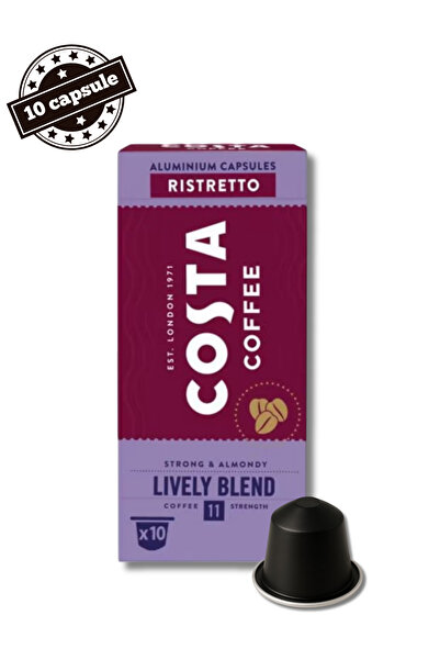 Costa 10 capsule de cafea Ristretto Lively Blend din aluminiu – Compatibile cu Nespresso