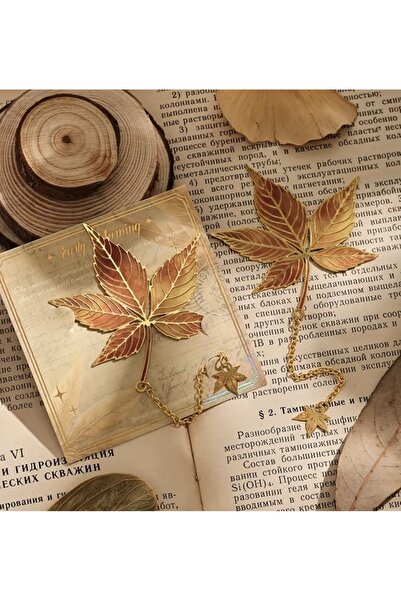 MODA فاصل كتب معدني بتصميم أوراق الشجر الكلاسيكي