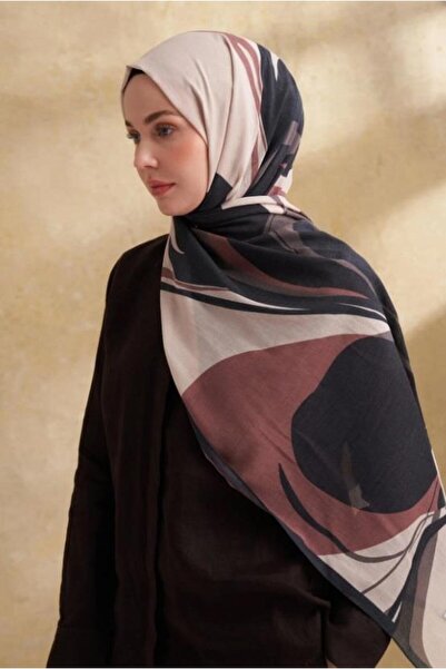 ARMANDA Floral Patterned Shawl 3383-Mink Black