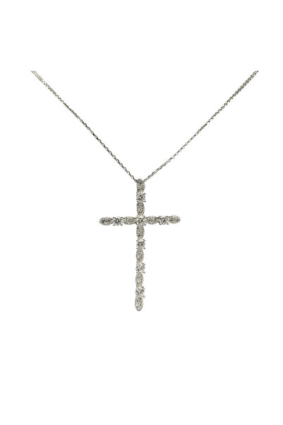 ElectraStore Colier Argint Cu Pandantiv Cruce Opulentă Cu Strasuri - C4310