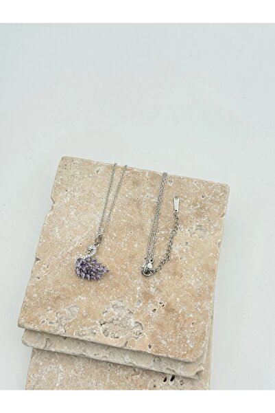 MD AKSESUAR Mor Zirkon Taşlı Kuğu Kolye