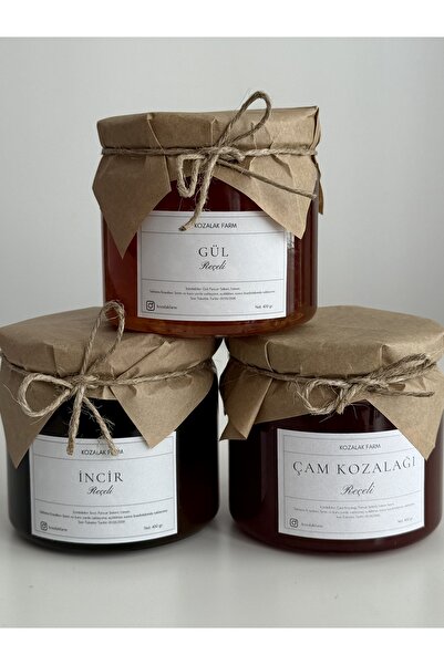 yöresel Gül Reçeli, İncir Reçeli, & Çam Kozalağı Reçeli 3’lü Avantaj Paket (1...