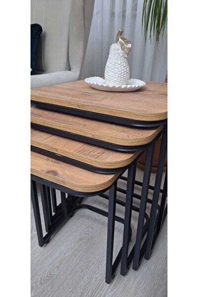 Marka Koltuk altı Ceviz 4'lü Suntalam Zigon Sehpa Takımı Tekerlekli 1. Sınıf