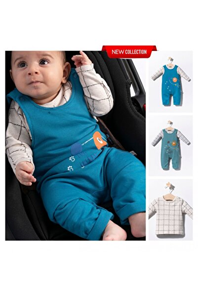 Tongs Baby Set salopeta cu catelusi si bluzita pentru bebelusi, Albastru, Mar...