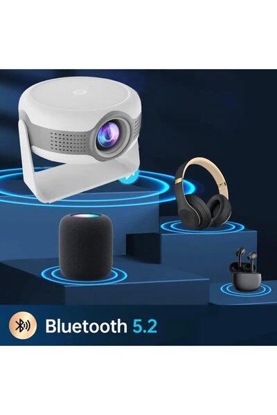 MHR Projector 360° Adjustable Rotation, Mini Home Theater, WiFi & Bluetooth Support
