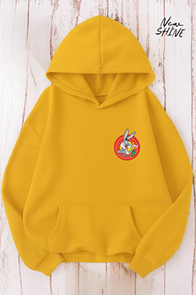 New Shine سويت شيرت بغطاء للرأس مطبوع عليه باغز باني