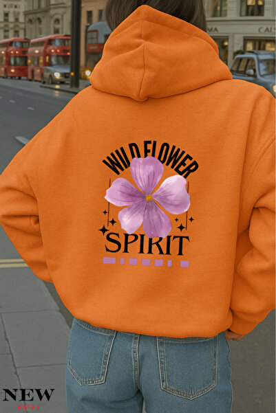 New Shine Wild Flower Spirit cu imprimeu cu glugă Swea tricou