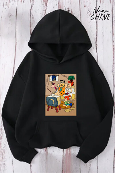 New Shine Familia Çakmaktaş cu imprimeu cu glugă Swea tricou