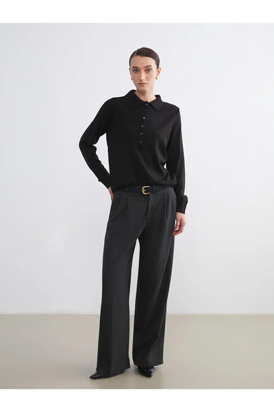 LC Waikiki Lcw Comfort Black Polo Neck Women's Knitwear Sweater
