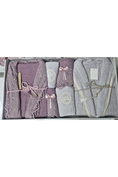 HYEM Bathrobe Set 6-Piece Dowery Set 100% Cotton Soft Textured