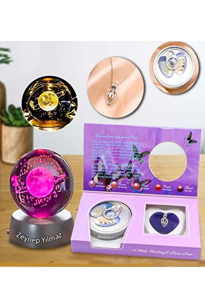 keyfim shop Kişiye Özel Satürn Kız Işıklı Cam Küre & İstiridye İçinde Gerçek ...