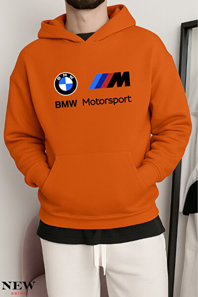 New Shine سويت شيرت بقلنسوة مطبوع عليه BMW