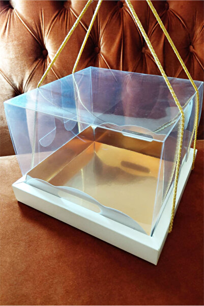 YGNPLUS GOLD BEYAZ PASTA KUTUSU - AYAKKABI KUTUSU - NİŞAN SÖZ DÜĞÜN KUTUSU - ŞEFFAF 25X25X20