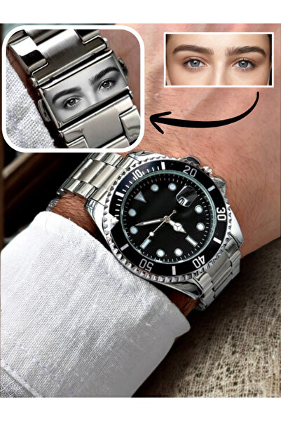 Doğaltaş Kişiye Özel Resim İşleme Döner Çerçeveli Erkek Kol Saati