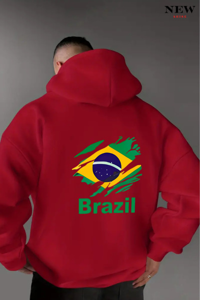 New Shine سويت شيرت برازيلي مطبوع بقلنسوة