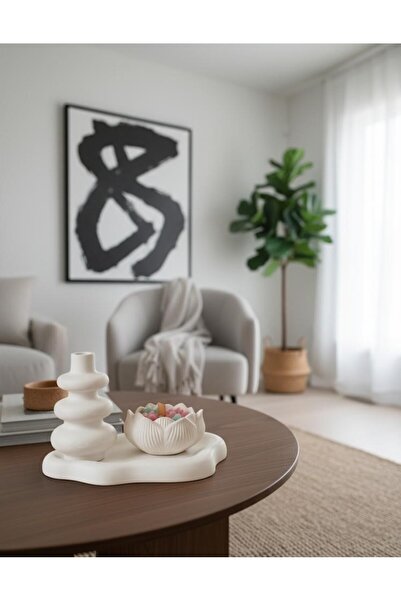 Ferdali 3'lü Bohem Vazo, Lotus Mum ve Bulut Tabak