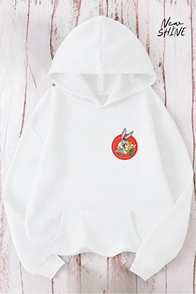 New Shine سويت شيرت بغطاء للرأس مطبوع عليه باغز باني