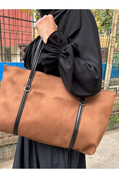 LİZZY BAG Geantă de umăr Shopper cu dungi din piele intoarsa