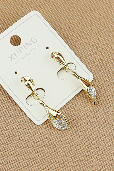 Keyifli Hayaller Xuping Vip Küpe - Xuping Yaprak Model Halka Sallantılı Xuping Küpe Kararmaz Solmaz 3cm