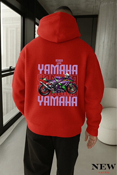 New Shine سويت شيرت بقلنسوة مطبوع عليه دراجة نارية