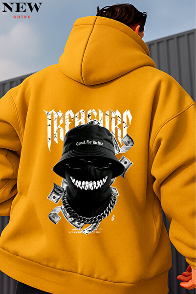 New Shine سويت شيرت بقلنسوة مطبوع عليه Treasure