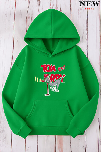 New Shine سويت شيرت بقلنسوة مطبوع عليه توم وجيري