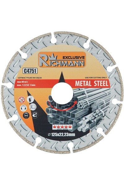 JollyMag Disk diamantat segmentat, metal, taiere uscata, 125x1,4 mm, Richmann...