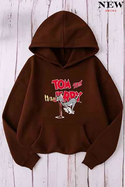 New Shine سويت شيرت بقلنسوة مطبوع عليه توم وجيري