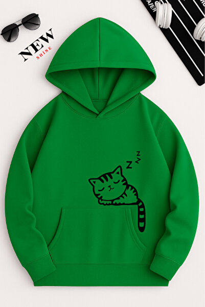 New Shine În somn pisică cu imprimeu cu glugă Swea tricou