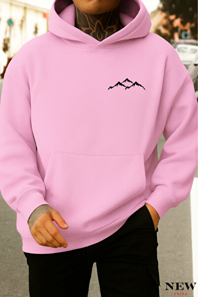 New Shine سويت شيرت بقلنسوة مطبوع عليه جبل