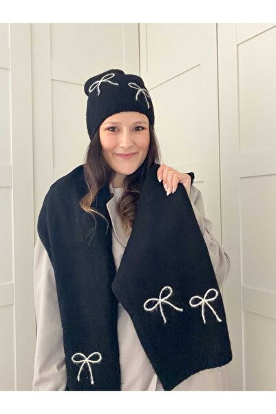 CHARMLUCKY SET Eșarfă-Beretă cu fundă