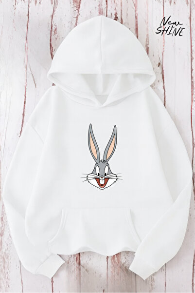 New Shine سويت شيرت بغطاء للرأس مطبوع عليه باغز باني