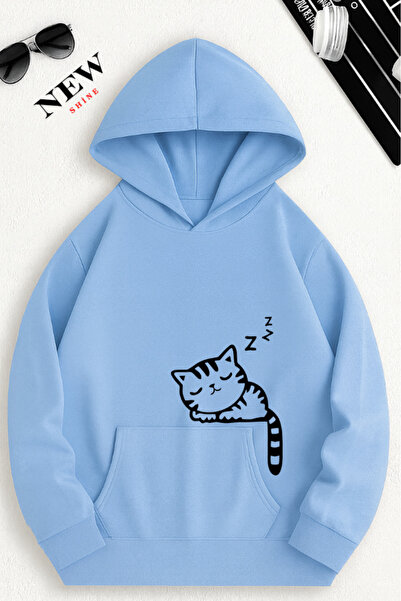 New Shine Αδράνεια γάτα με τύπωμα με κουκούλα Φούτερ