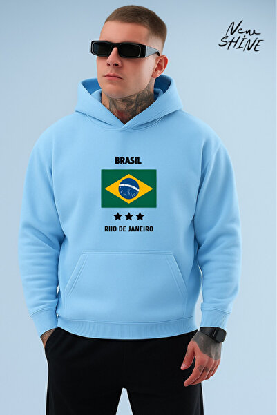 New Shine سويت شيرت برازيلي مطبوع بقلنسوة