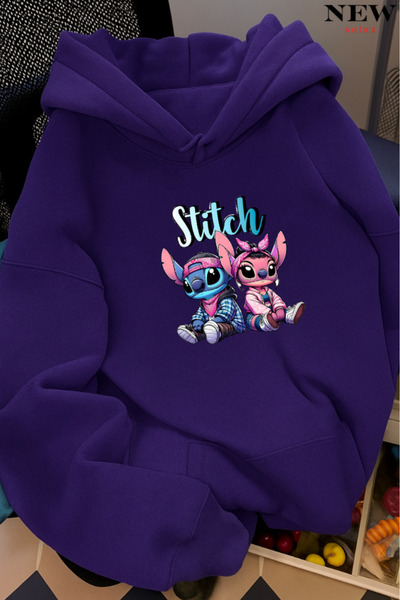 New Shine Hanorac cu glugă cu imprimeu Stitch