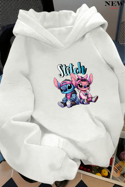 New Shine سويت شيرت بقلنسوة مطبوع عليه غرزة