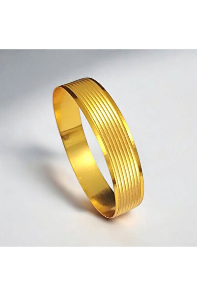 CASELN 22 Ayar Altın Kaplama Çelik Trabzon Desenli Bilezik Düğün Takı Günlük Kına Bileklik