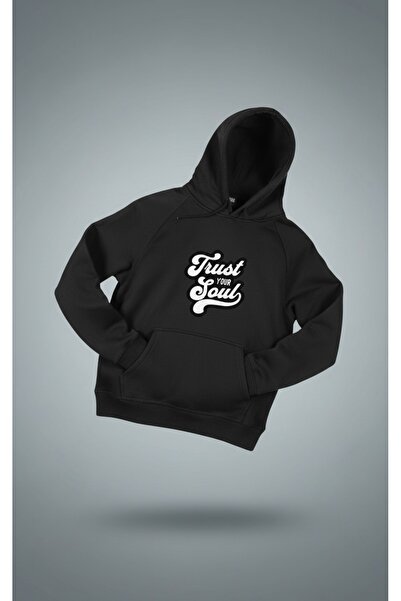 Evim Sepeti Unisex Hoodie: "Trust Your Soul" Retro Font Baskılı | Pamuklu Kışlık Kapüşonlu Sweatshirt