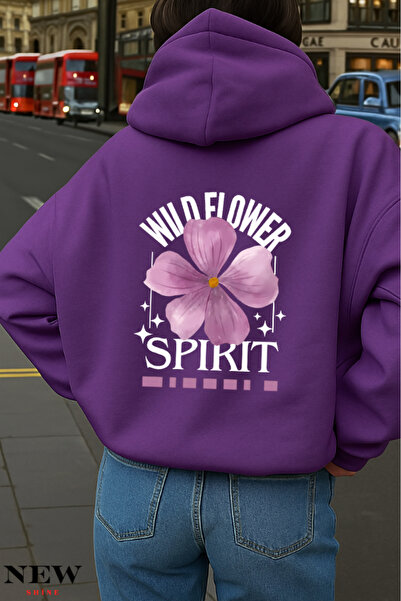 New Shine Wild Flower Spirit cu imprimeu cu glugă Swea tricou