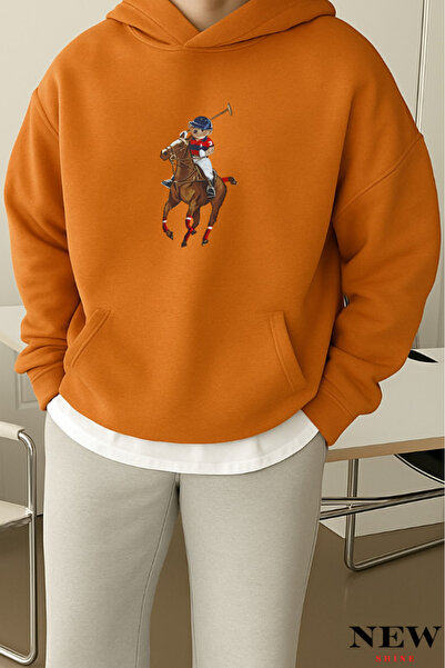 New Shine Ursuleț cu cal cu imprimeu cu glugă Swea tricou