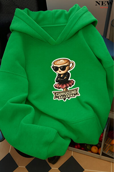 New Shine سويت شيرت بقلنسوة مطبوع عليه كابوتشينو باليرينا