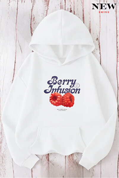 New Shine سويت شيرت بقلنسوة مطبوع عليه توت