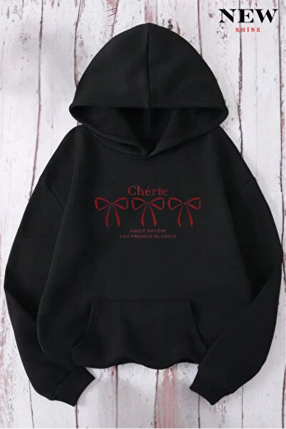 New Shine Φούτερ Cherie με τύπωμα με κουκούλα