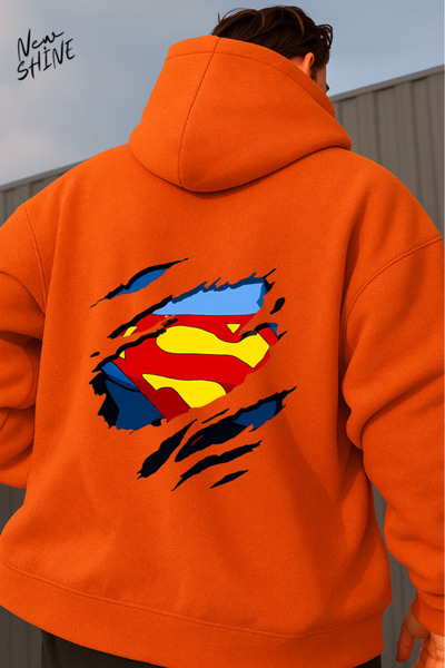 New Shine Superman cu imprimeu cu glugă Swea tricou