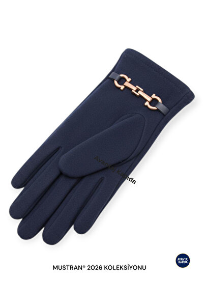 Mustran Suyutti Women's Touchscreen Suede Gloves – Stylish Winter Model with Buckle |   New Season 2026 Collection