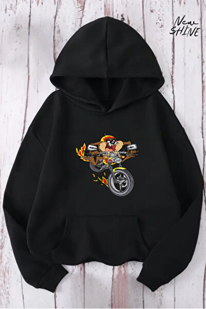 New Shine سويت شيرت بقلنسوة مطبوع عليه كلب السجادة المزودة بمحرك