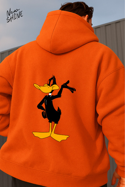 New Shine سويت شيرت بقلنسوة مطبوع عليه بطة