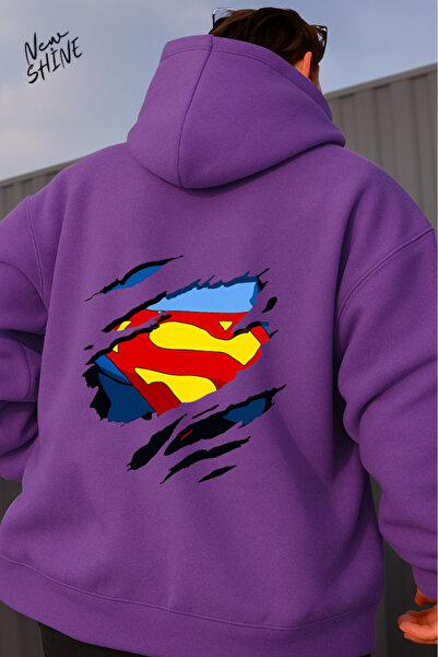 New Shine Superman Printed Hooded Sweatshirt