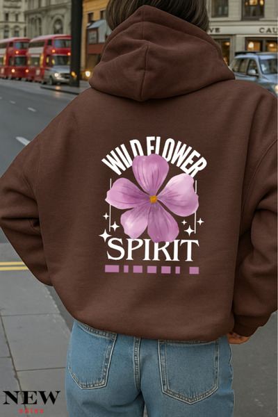 New Shine Wild Flower Spirit cu imprimeu cu glugă Swea tricou